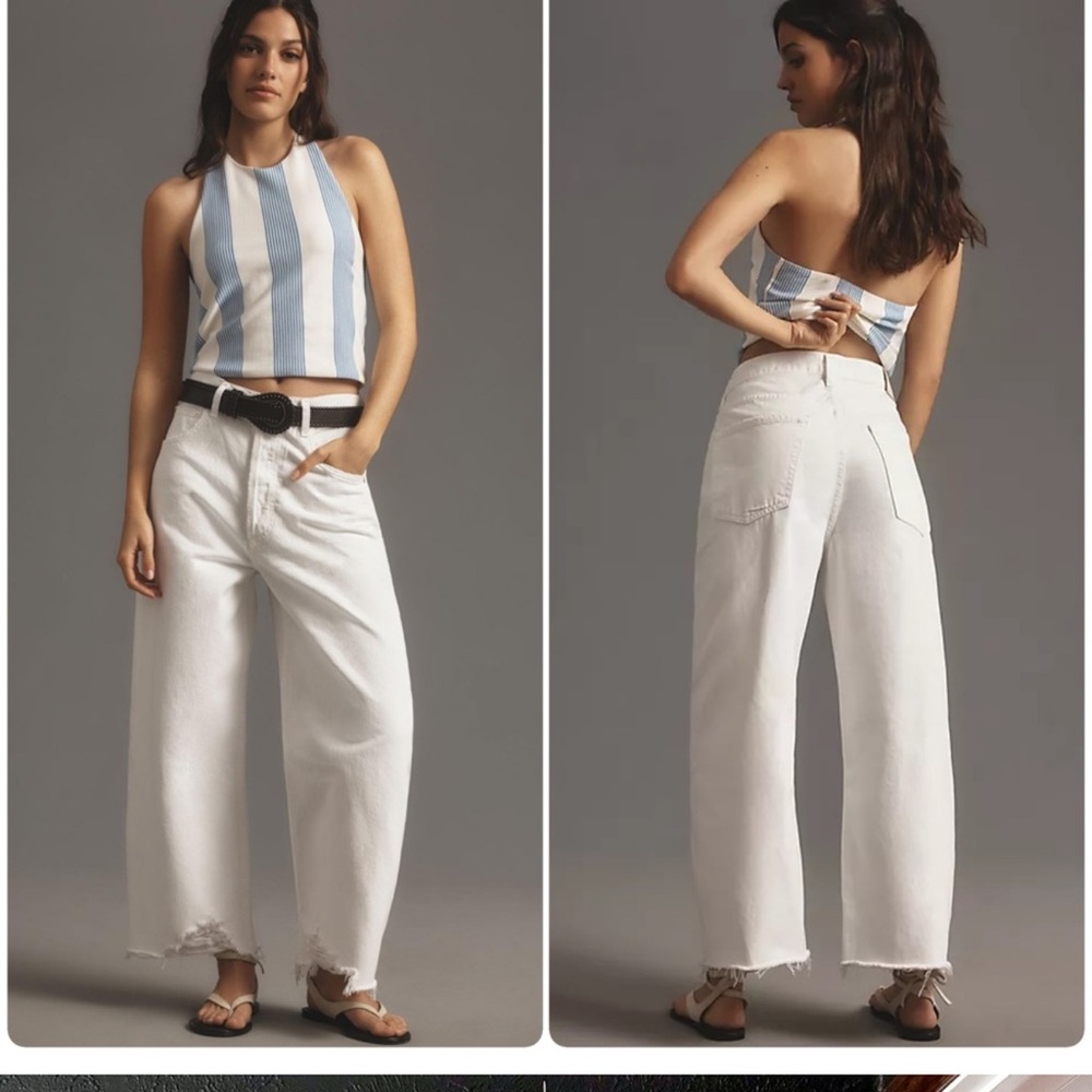 Citizens of Humanity Ayla Raw Hem Crop Jeans in Harlow White Size 27